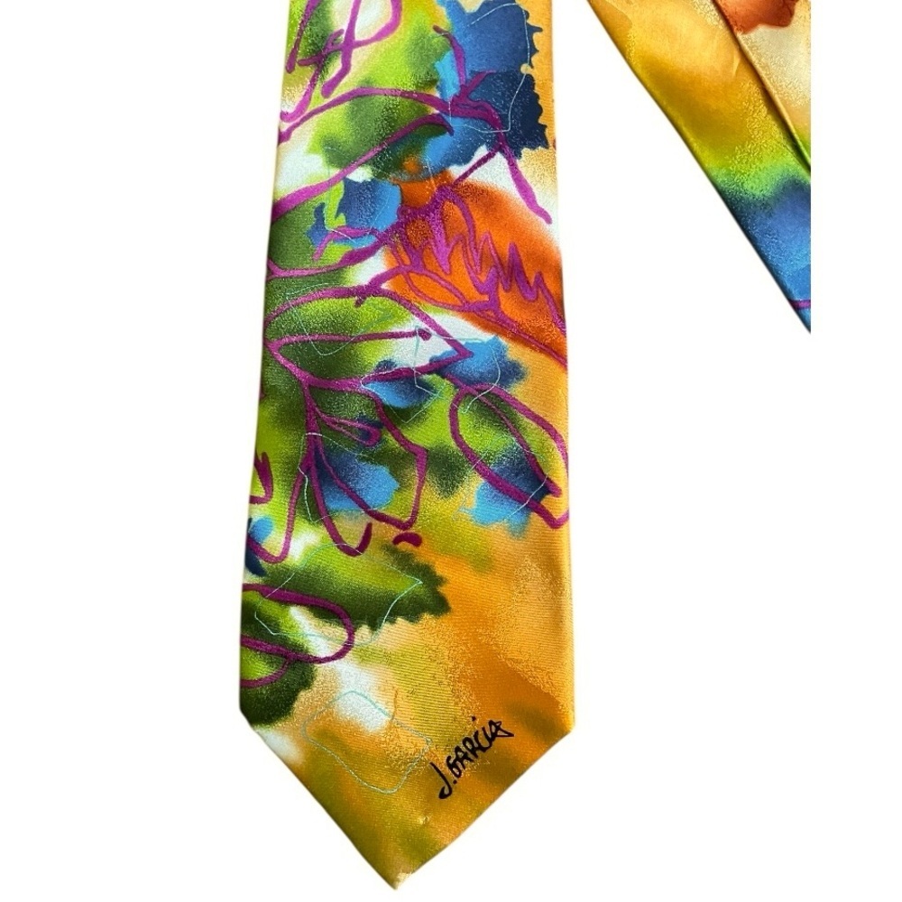 J Garcia men’s Liquid Torso Collection 100% Silk neck Tie abstract art colorful